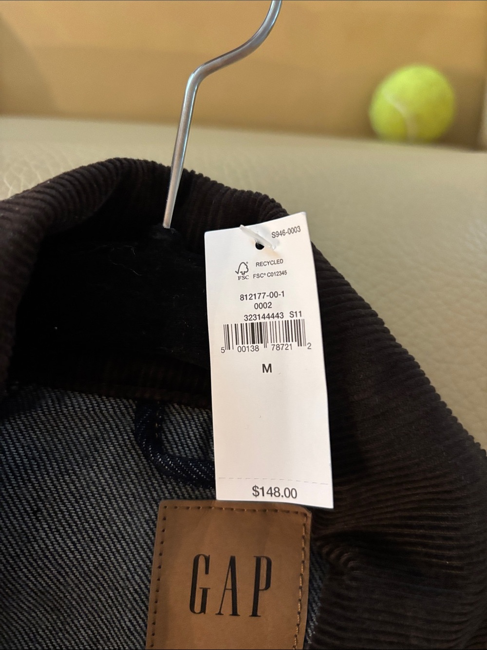 GAP Women's Dark Brown Corduroy Collar Dark Denim Jacket Jacket